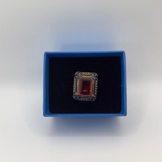 Nicky Butler Rectangular Ring With Red Stone - image 1