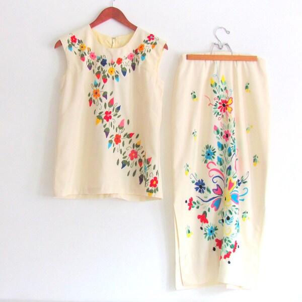 Vintage 70's  Bohemian Hand Embroidered Skirt Boho dreamt