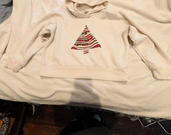 Reworked upcycle sweatshirt Christmas tree, medium