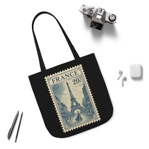 Bolsa de lona estilosa com estampa da Torre Eiffel, bolsa ecológica, presente de viagem, sacola de compras, bolsa de praia