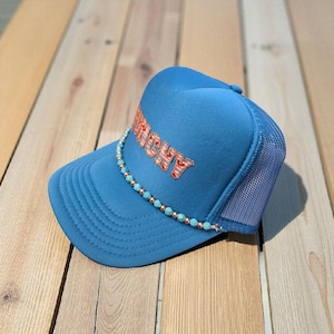 Teal &quot;Punchy&quot; Trucker Hat: Turquoise Bling, Western Cowgirl Style