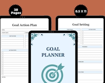 Printable Goal Tracker Planner | Productivity & Habit Tracker | Goal Setting Journal | Life Planner | Digital Instant Download PDF