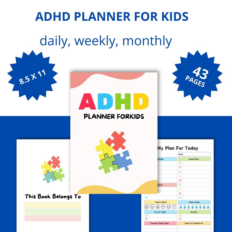 ADHD Planner for Kids | Printable Daily Routine Chart | Focus ...