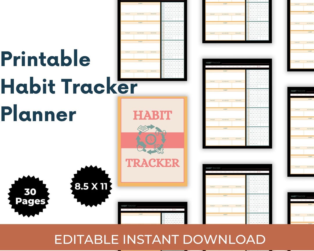 Printable Habit Tracker Planner | Daily & Monthly Goal Tracker ...