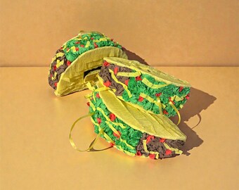 Taco Piñata - 9x5 Mini Taco Party Decor - Handmade Fiesta Decoration