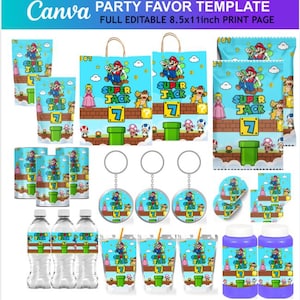 Editable Super brothers Inspired Birthday Party Bundle, Canva Template, Plumber Brothers Theme, Instant Download