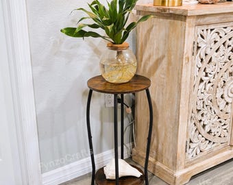 2-Tier Wooden Plant Stand with 4 Legs, Corner Plant Stand, Indoor Flower Shelf, Small Plant Shelf, Plant Holder Stand, Flower Pot Stand