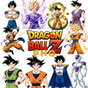 Pacote com 50 PNGs Premium de Dragon Ball Z | Goku png | Vegeta png | Clipart de Super Saiyajin | DBZ para impressão | Anime png | Download instantâneo
