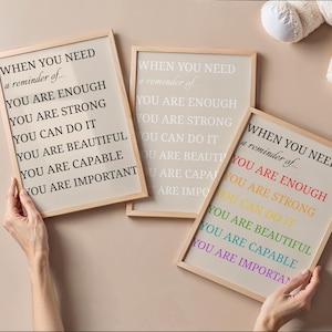 Motivational Quote Wall Art I Color Options I Positive Affirmation Poster I Printable Words Art I Mental Health Decor I Instant Download