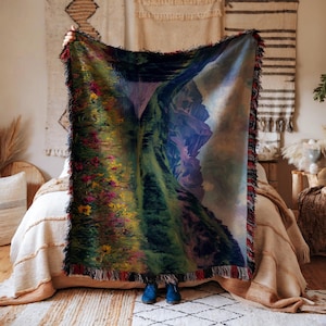 Colorado Mountain Woven Throw Blanket: Scenic Landscape Tapestry