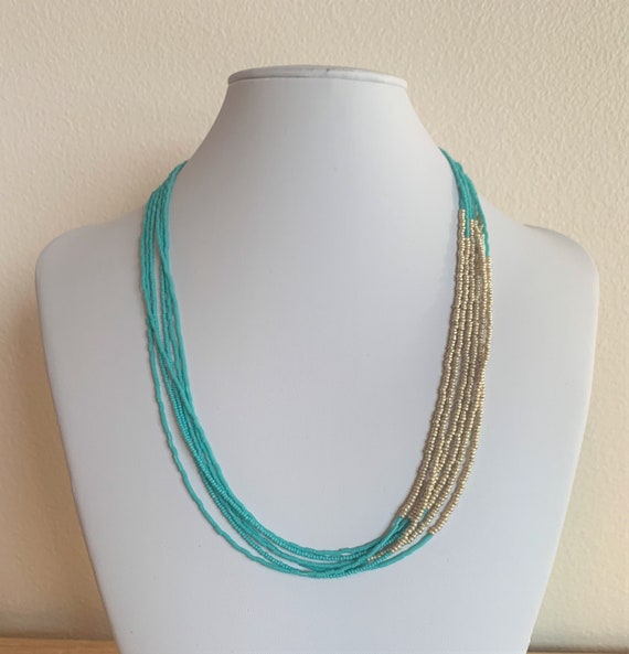 Turquoise & Gold Beaded Necklace Turquoise and Gold Jewelry Etsy