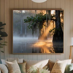 Bayou Sunrise Wall Art: Serene Louisiana Swamp Landscape Print, Nature Photography (Digital Download)