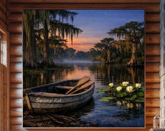 Flüstert des Bayou | Louisiana Bayou Druck, Südliche Dämmerung Landschaft Kunst (Digitaler Download)