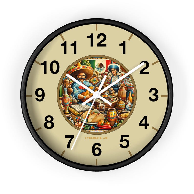 Mexican Cantina Wall Clock | Colorfully customized wall clock | Personalize the hands and base colors for a unique and colorful timepiece.