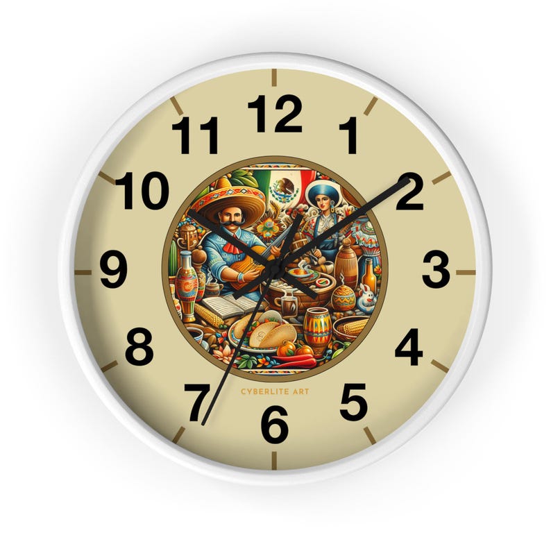 Mexican Cantina Wall Clock | Colorfully customized wall clock | Personalize the hands and base colors for a unique and colorful timepiece.