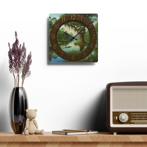 Louisiana Bayou Acrylic Wall Clock | 10.75 Inch Square Clock | Cajun and Swamp Country Decor | Tranquil Louisiana Swamp | Rustic Home Decor.