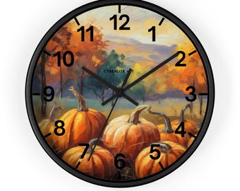 Pumpkin Patch Art Wall Clock | Fall Home Decor, Autumn clock