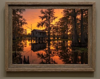 Bayou Sonnenuntergang Kunstdruck: Louisiana Swamp Landschaft (Digital Download)
