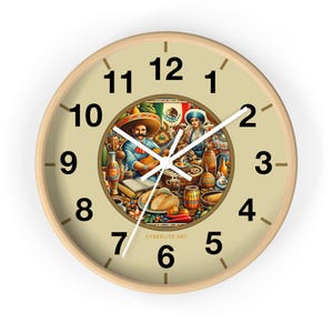 Mexican Cantina Wall Clock | Colorfully customized wall clock | Personalize the hands and base colors for a unique and colorful timepiece.
