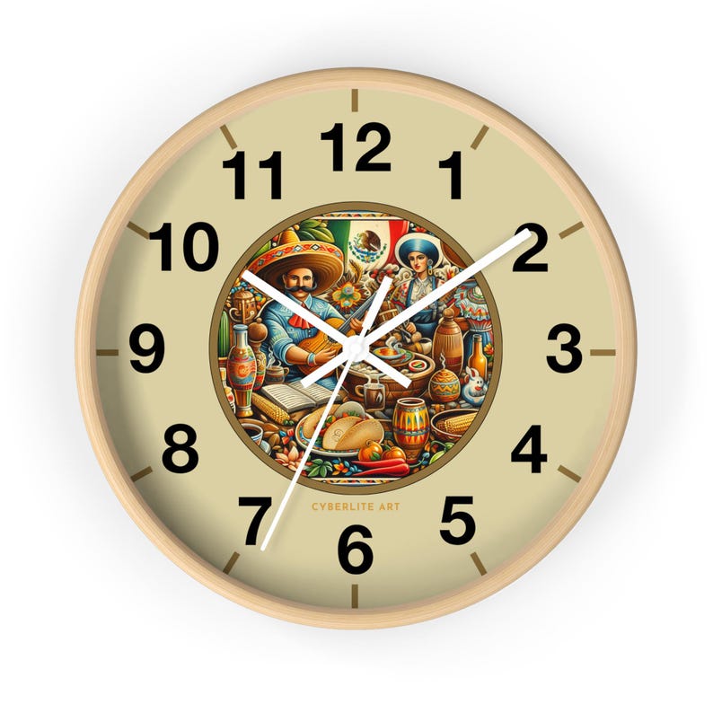 Mexican Cantina Wall Clock | Colorfully customized wall clock | Personalize the hands and base colors for a unique and colorful timepiece.