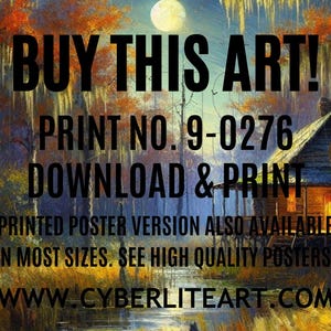 Printable Louisiana art | Bayou art | Fine art print | Moonlit swamp | Swamp Country | Bayou Country | Louisiana Autumn art | Cajun artwork.
