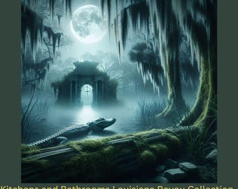 Louisiana Swamp Kunstdruck: Gator im Mondlicht (Digitaler Download)