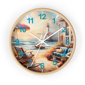 Lighthouse Wall Clock | Beach house wall clock | Beach Clock | Colorfully customized wall clock | Personalize the hands and base colors.