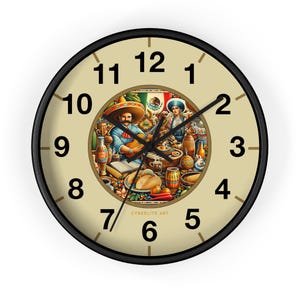 Mexican Cantina Wall Clock | Colorfully customized wall clock | Personalize the hands and base colors for a unique and colorful timepiece.