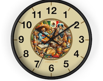 Customizable Mexican Cantina Wall Clock | Colorful Kitchen Decor