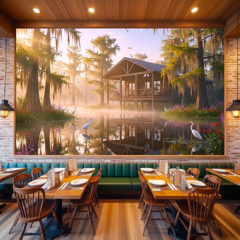 Louisiana Bayou Morning Sunshine Print: Sunrise swamp Landscape Art (Digital Download)