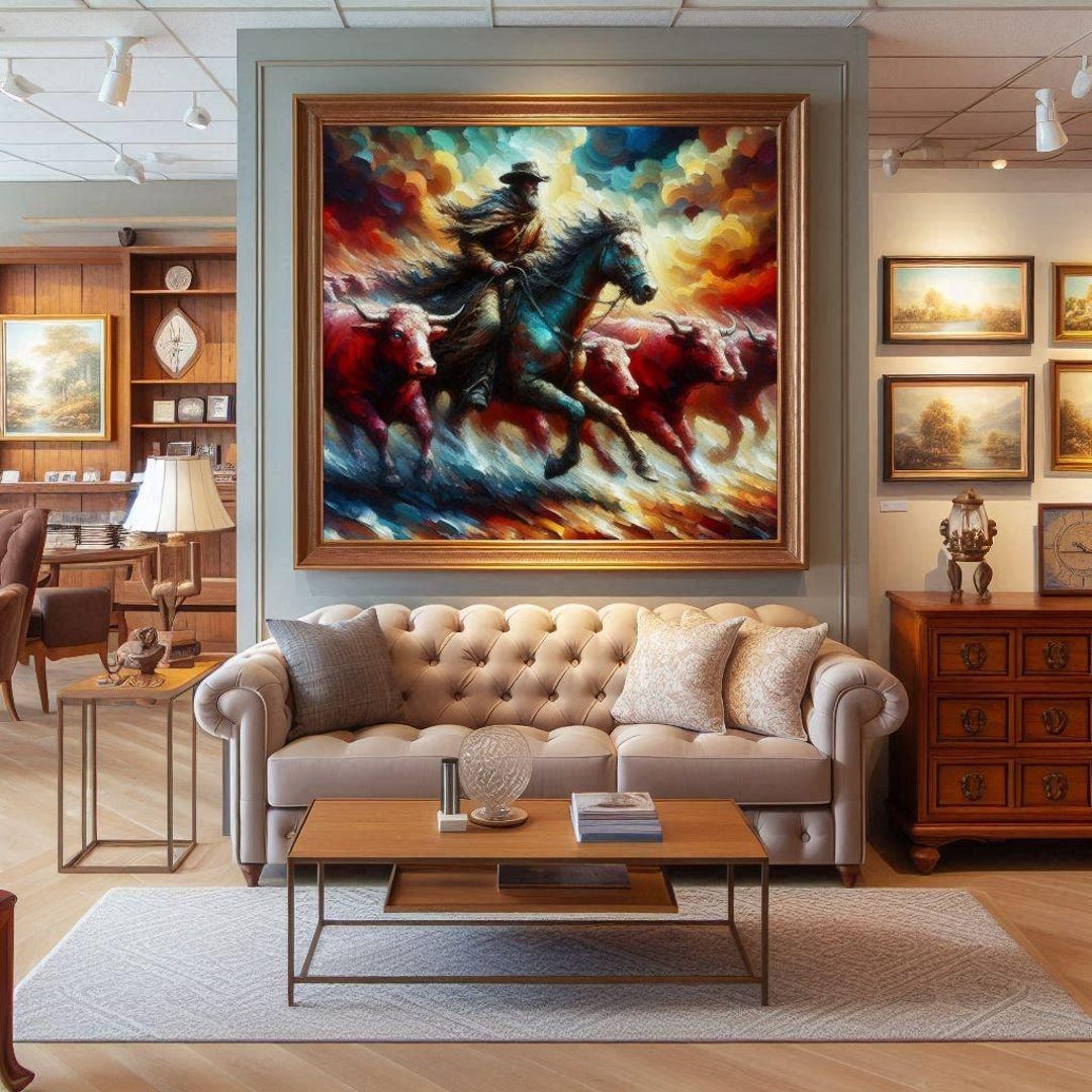 Ghost Rider Cowboy Art: Texas Ranch, Spectral Journey (digital Download ...