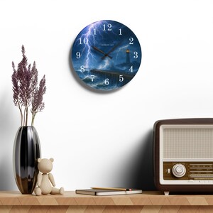 Stormy Carolina Lighthouse Acrylic Wall Clock

Bring the wild coastal sky into your room with this acrylic wall clock featuring the Stormy Carolina Lighthouse. The image captures a dramatic, wind-swept evening where waves press darkly against the rocks and the lighthouse beam slices through low clouds.
