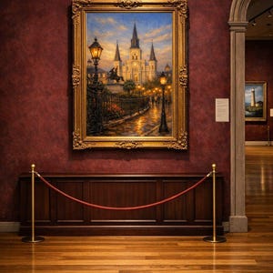9-0286 | New Orleans Jackson Square Art, St. Louis Cathedral Painting, French Quarter Oil Print, (Digital Download)

Bring the soul of New Orleans into your home with this richly blended oil‑style painting of St. Louis Cathedral at Jackson Square, the most iconic landmark in the French Quarter.