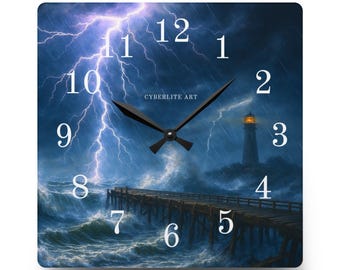 Stormy Carolina Lighthouse Acrylic Wall Clock