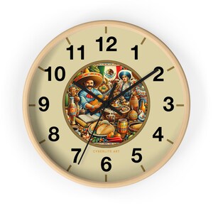 Mexican Cantina Wall Clock | Colorfully customized wall clock | Personalize the hands and base colors for a unique and colorful timepiece.