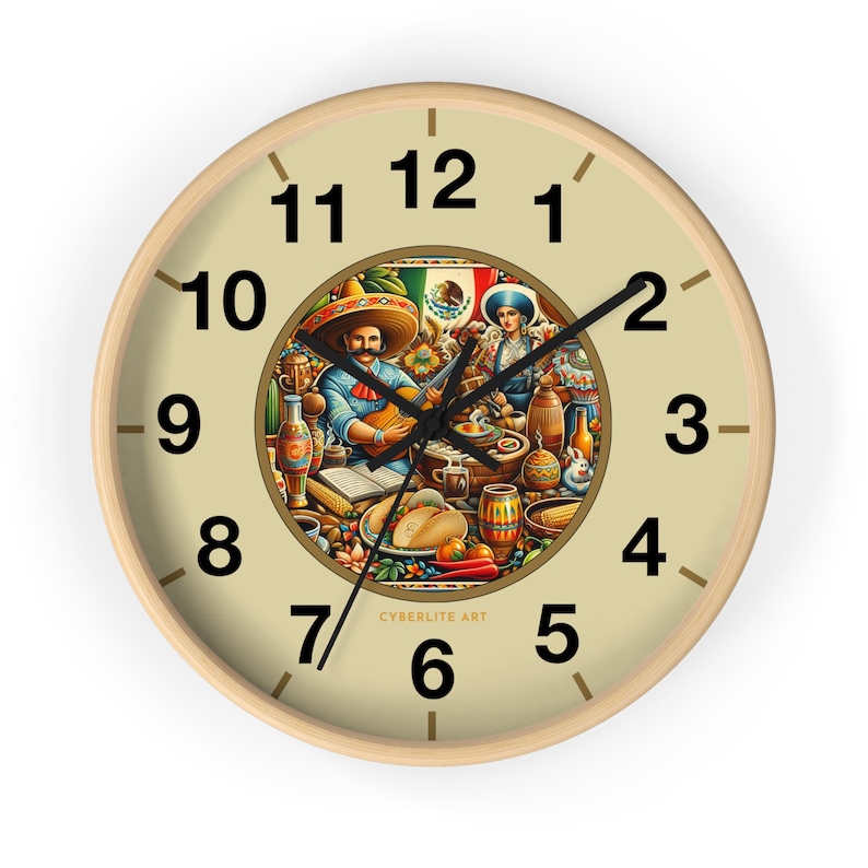 Mexican Cantina Wall Clock | Colorfully customized wall clock | Personalize the hands and base colors for a unique and colorful timepiece.