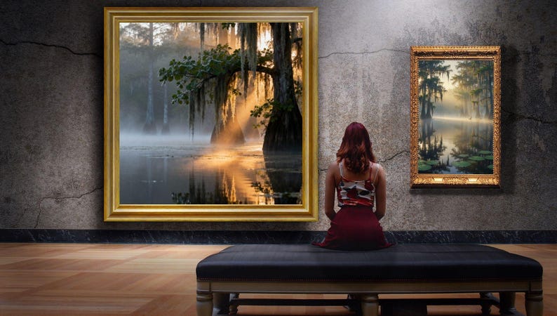 Bayou Sunrise Wall Art: Serene Louisiana Swamp Landscape Print, Nature Photography (Digital Download)