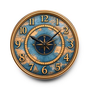 Vintage Nautical Compass Map Acrylic Wall Clock | Ocean Travel Decoration

Bring a touch of old-world navigation into your room with this acrylic wall clock. The rich brass tones and weathered blue map face evoke quiet afternoons studying charts and tracing routes across the sea. Lightweight but durable, the clock’s glossy acrylic surface keeps colors vivid while the built-in hanging slot makes mounting effortless.