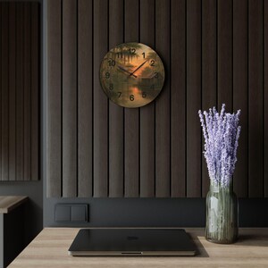 Bayou Sunset Acrylic Wall Clock, Louisiana Art, Rustic Swamp Cabin Art, Nature Print
Warm evening light filters across moss-draped cypress and a quiet swamp cabin on this acrylic wall clock. The soft, painterly scene brings a calm, reflective mood to a living room, reading nook, or bayou cottage. Lightweight yet durable, the glossy acrylic face keeps the colors rich while the easy keyhole slot on the back makes mounting effortless.