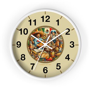Mexican Cantina Wall Clock | Colorfully customized wall clock | Personalize the hands and base colors for a unique and colorful timepiece.