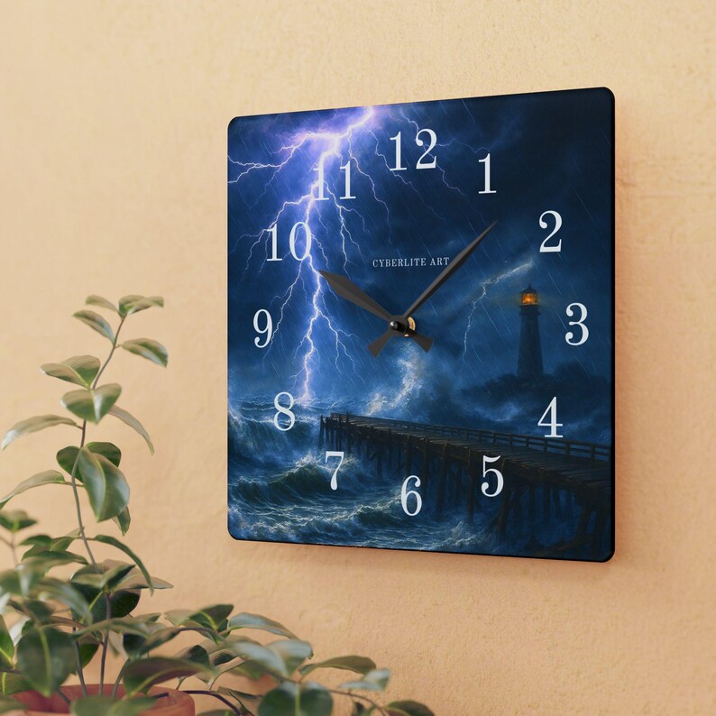 Stormy Carolina Lighthouse Acrylic Wall Clock

Bring the wild coastal sky into your room with this acrylic wall clock featuring the Stormy Carolina Lighthouse. The image captures a dramatic, wind-swept evening where waves press darkly against the rocks and the lighthouse beam slices through low clouds.