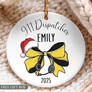 911 dispatcher ornament, emergency dispatcher Christmas gift, first responder ornament, custom name, personalized ornament