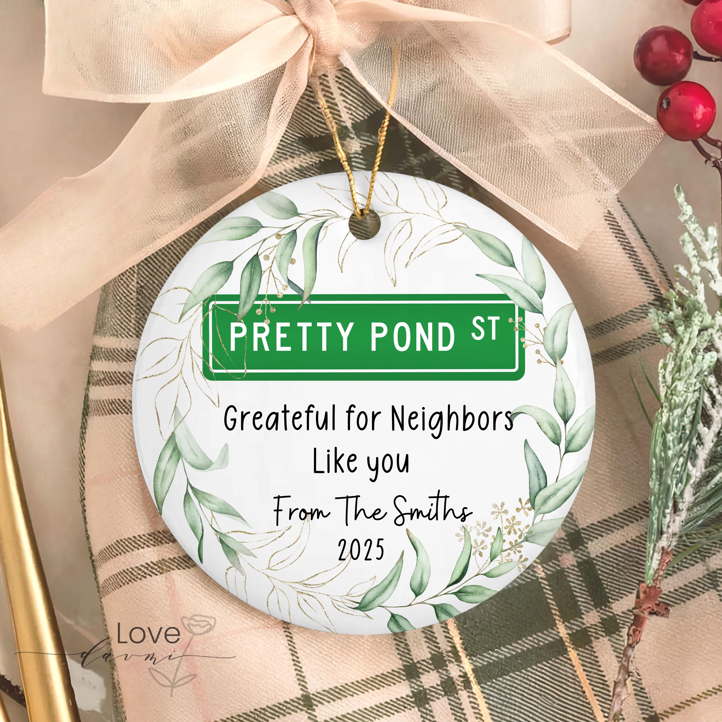 Neighbor Ornament, Custom Street Sign, Gift for Neighbor, Personalized ...