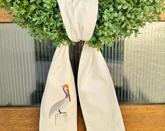Pelican Wreath Sash - Add the perfect touch to your front door - wedding gift, housewarming gift