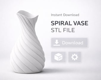Printable 3D SPIRAL VASE STL: Customizable Size For Home Decoration - Digital Download