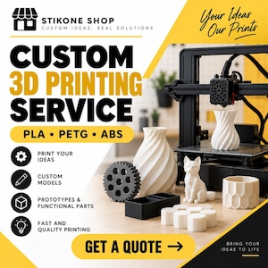 Usługa druku 3D na zamówienie – wydrukuj plik STL w formacie PLA PETG ABS, części prototypowe, komponenty zamienne, modele spersonalizowane, Włochy