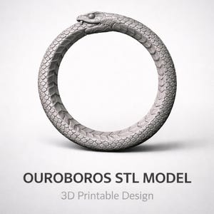 Download immediato del modello STL 3D di OUROBOROS: decorazione murale a forma di serpente stampabile FDM senza supporto e file digitale scalabile