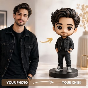 ANPASSAD CHIBI-figur från foto: PERSONLIG 3D-utskriven karaktär, personlig present, gratis offerttjänst