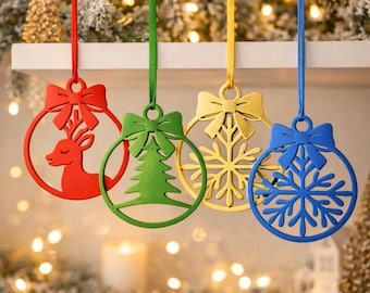 Minimalist 3D CHRISTMAS ORNAMENTS: Nordic Tree, Snowflake And Reindeer Holiday Decorations Set