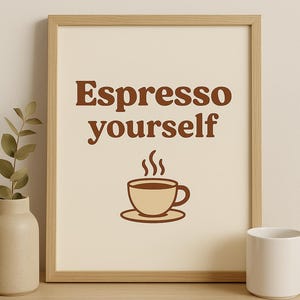 Digital wall art, coffee themed quotes